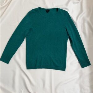Talbots Teal Green 100% Cashmere Crew Neck Sweater Size Medium